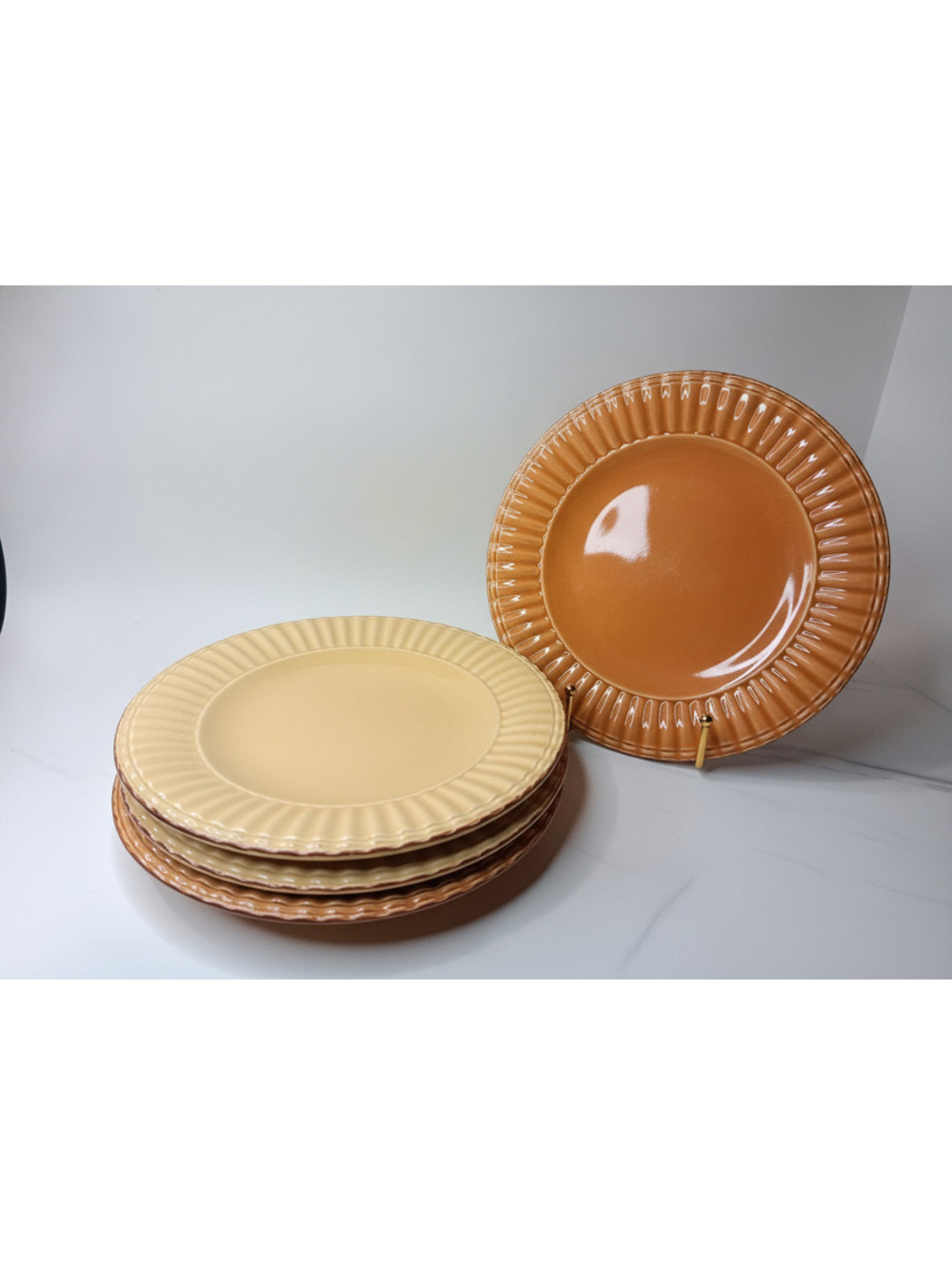 Set of 4 Todd English Collection Gourmet Tuscan Harvest Line Salad Plates 8"